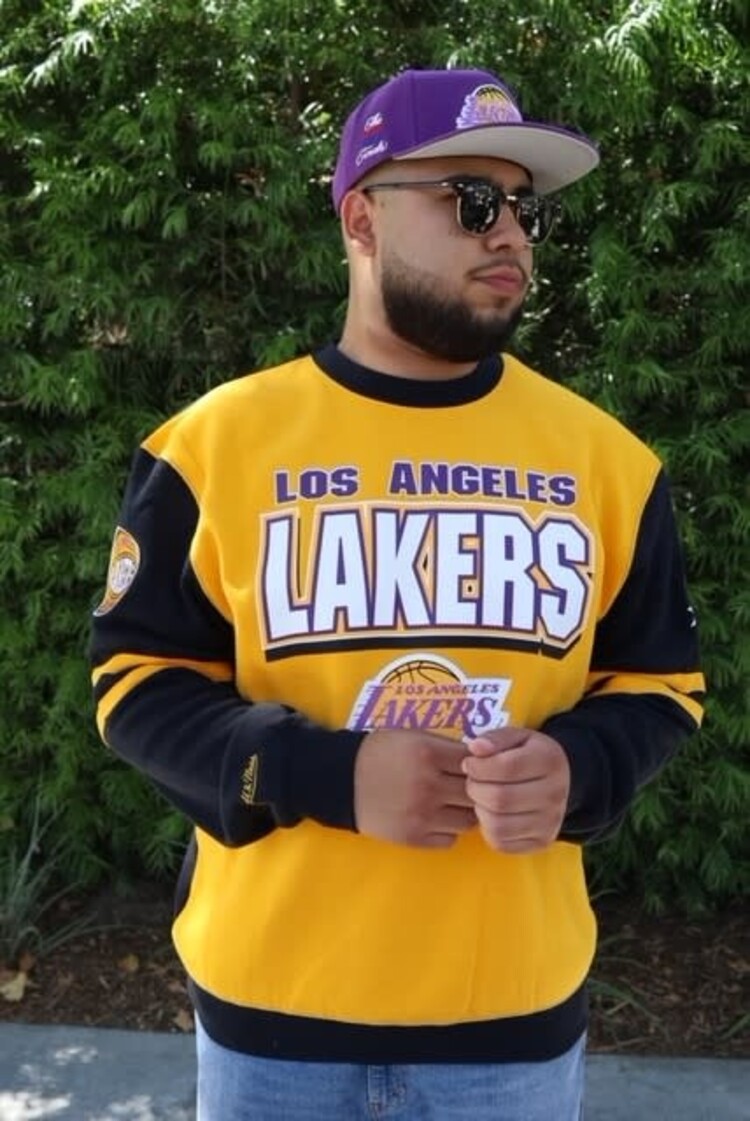 Mitchell and Ness NBA Lakers Men's M&N All Over Crew 2.0