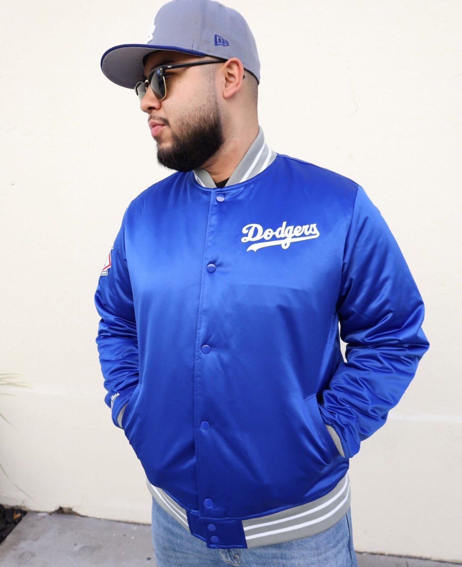 Mitchell and Ness LA Dodgers M&N Heavyweight Satin Jacket Royal