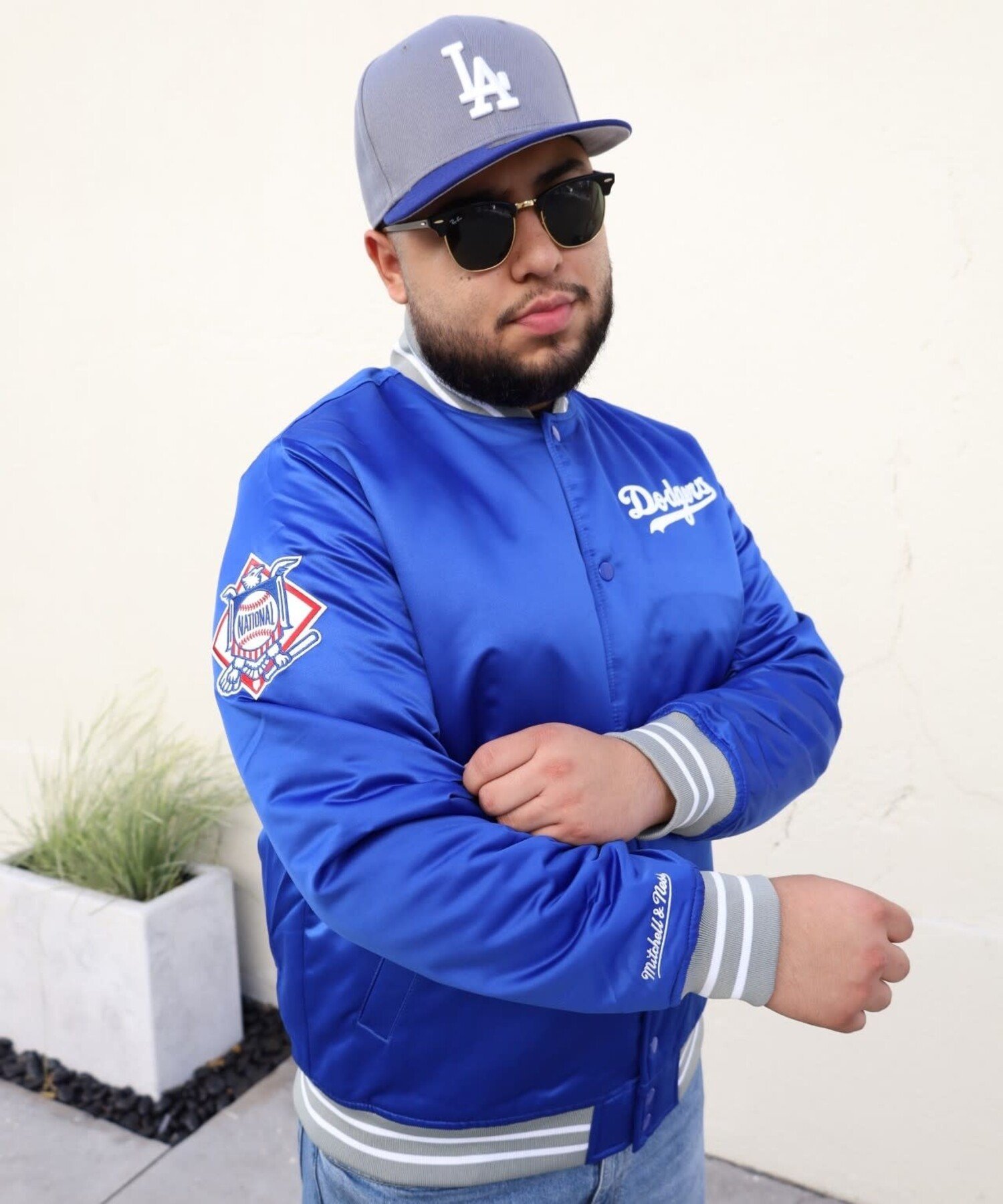 Mitchell and Ness LA Dodgers M&N Heavyweight Satin Jacket Royal