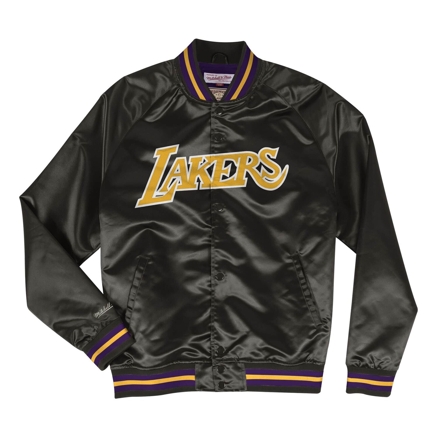 LA Lakers M&N Lightweight Satin Jacket Black - The Locker Room of