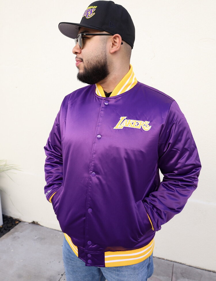 Mitchell and Ness LA Lakers M&N Heavyweight Satin Jacket Purple
