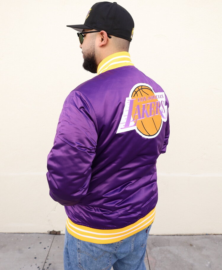 Mitchell and Ness LA Lakers M&N Heavyweight Satin Jacket Purple