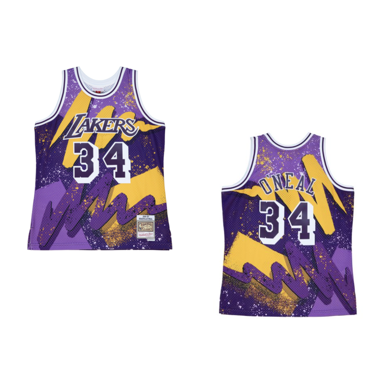 Mitchell and Ness LA Lakers Men's M&N 1996-97 Shaquille O'Neal #34 Hyper Hoops Swingman Jersey