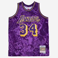 Mitchell and Ness LA Lakers Men's M&N 1996-97 Shaquille O'Neal #34 CNY Asian Heritage Swingman Jersey