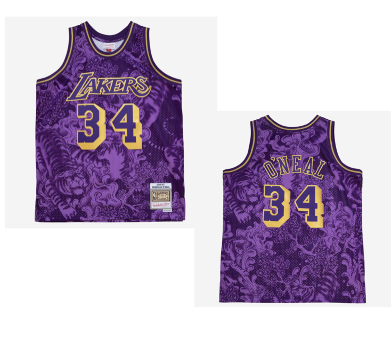 LA Lakers Men's M&N 1996-97 Shaquille O'Neal #34 CNY Asian