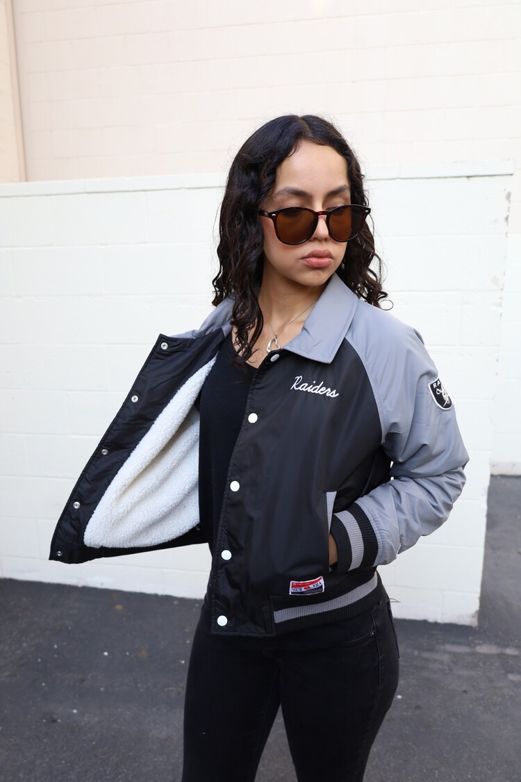 New Era Raiders Women's NE Black/Gray Button Snap Jacket