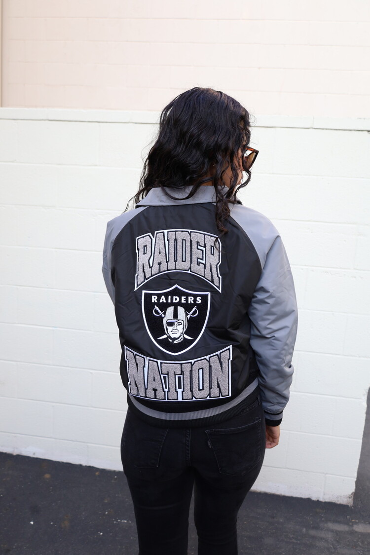 New Era Raiders Women's NE Black/Gray Button Snap Jacket