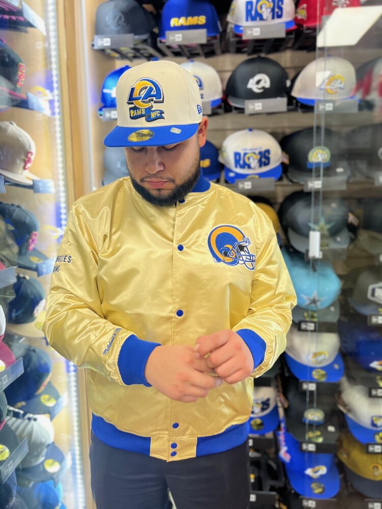 Mitchell and Ness LA Rams M&N Fashion Lightweight Satin Jacket Gold