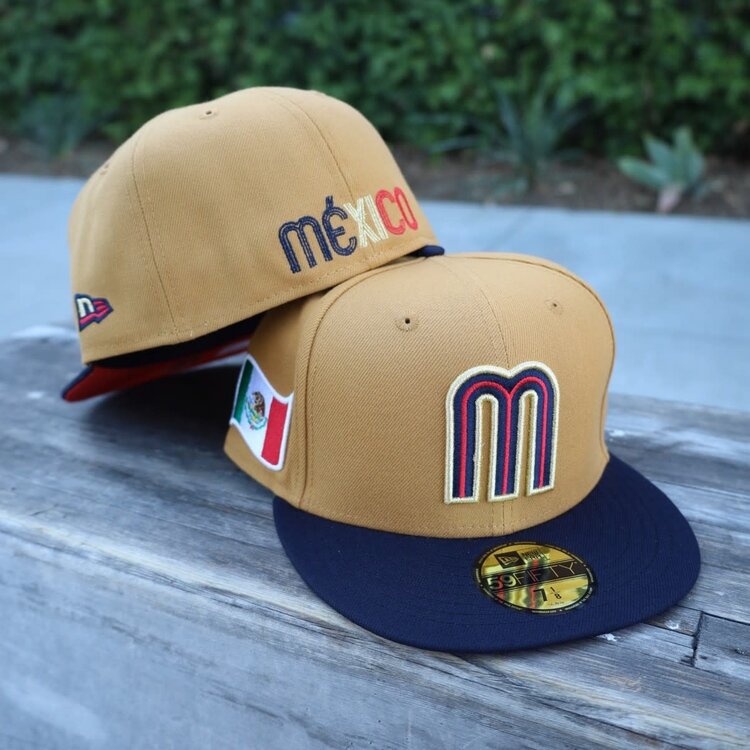 New Era Mexico "M" Tan/ Navy w/Flag