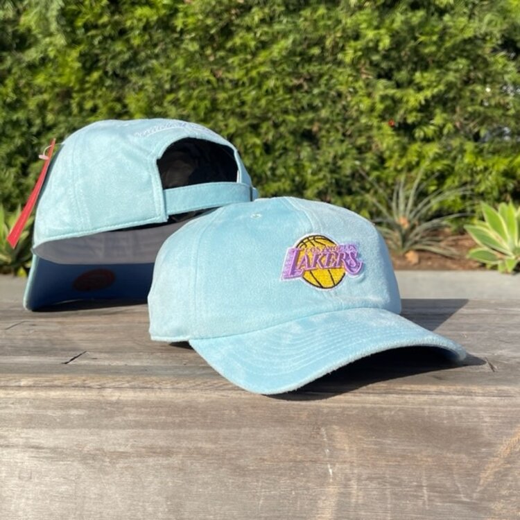 Mitchell and Ness Lakers M&N Suede Dad Strapback Blue