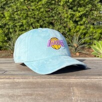 Mitchell and Ness Lakers M&N Suede Dad Strapback Blue