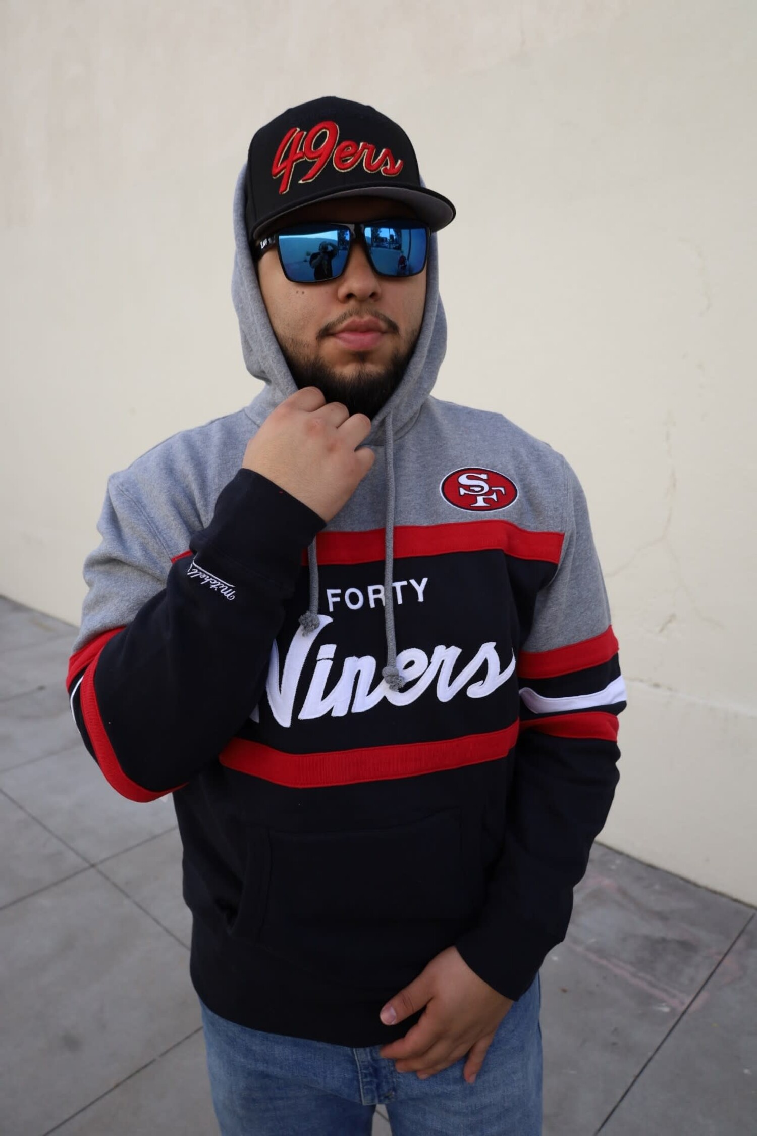 【US限定】Mitchell&Ness San Francisco 49ers Touchline Hoodie San Francisco 49ers Mitchell & Ness Color Block 2.0 Fleece