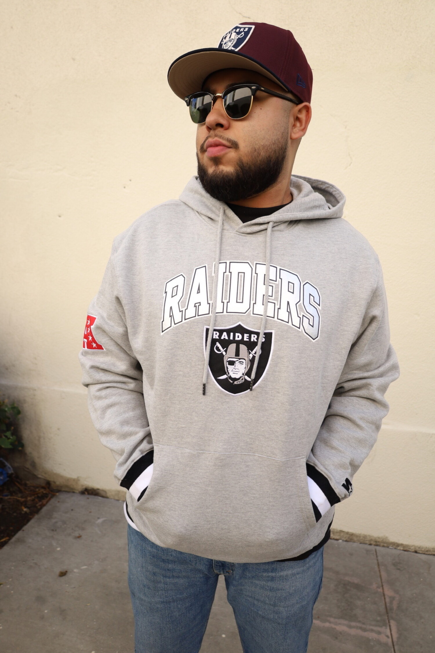 Raiders M Starter Snap Fleece Pullover Hoodie The Locker Room of Downey
