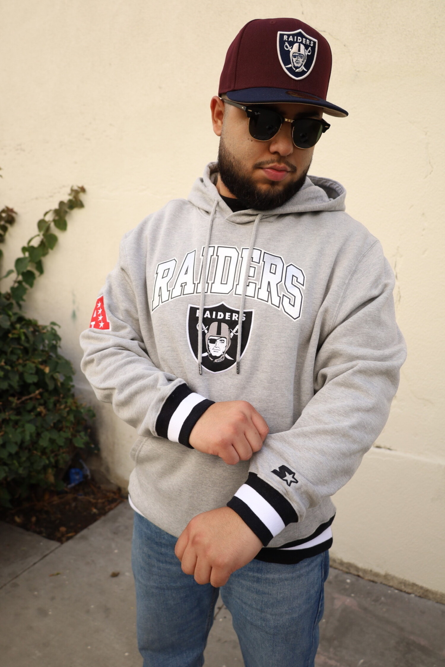 Raiders M Starter Snap Fleece Pullover Hoodie - The Locker Room of Raiders M Starter Snap Fleece Pullover Hoodie - The Locker Room of