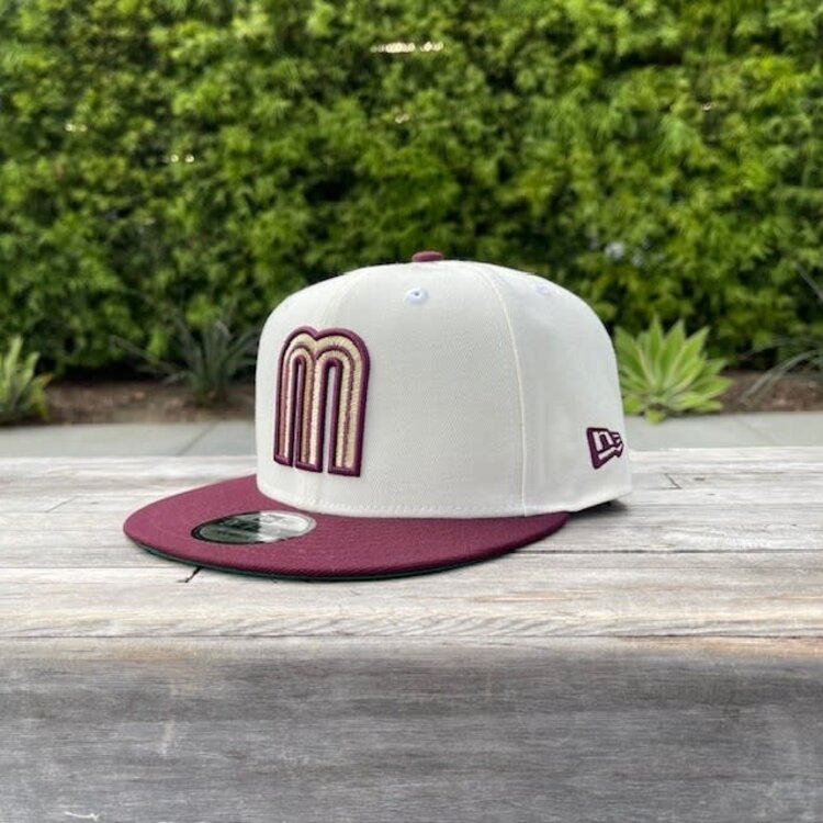 New Era Mexico Ivory/ Maroon "M" w/Wavy Mexico Flag 950 Snapback
