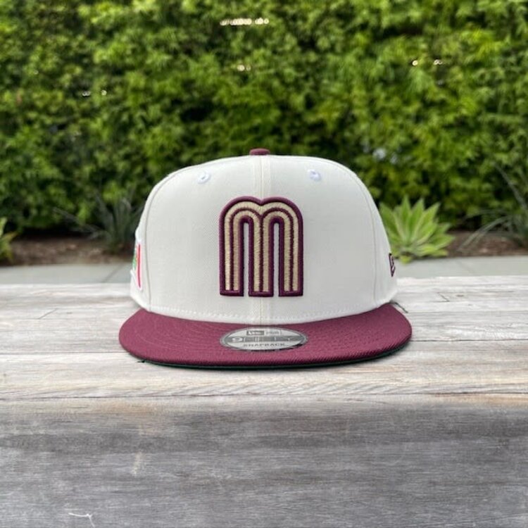 New Era Mexico Ivory/ Maroon "M" w/Wavy Mexico Flag 950 Snapback
