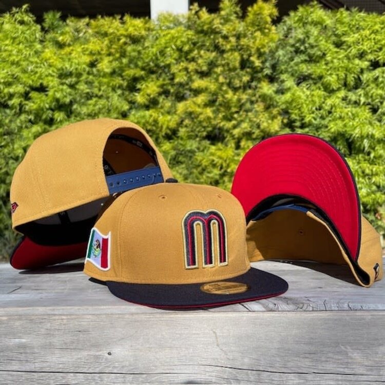 New Era Mexico "M" Tan/ Navy w/Flag 950