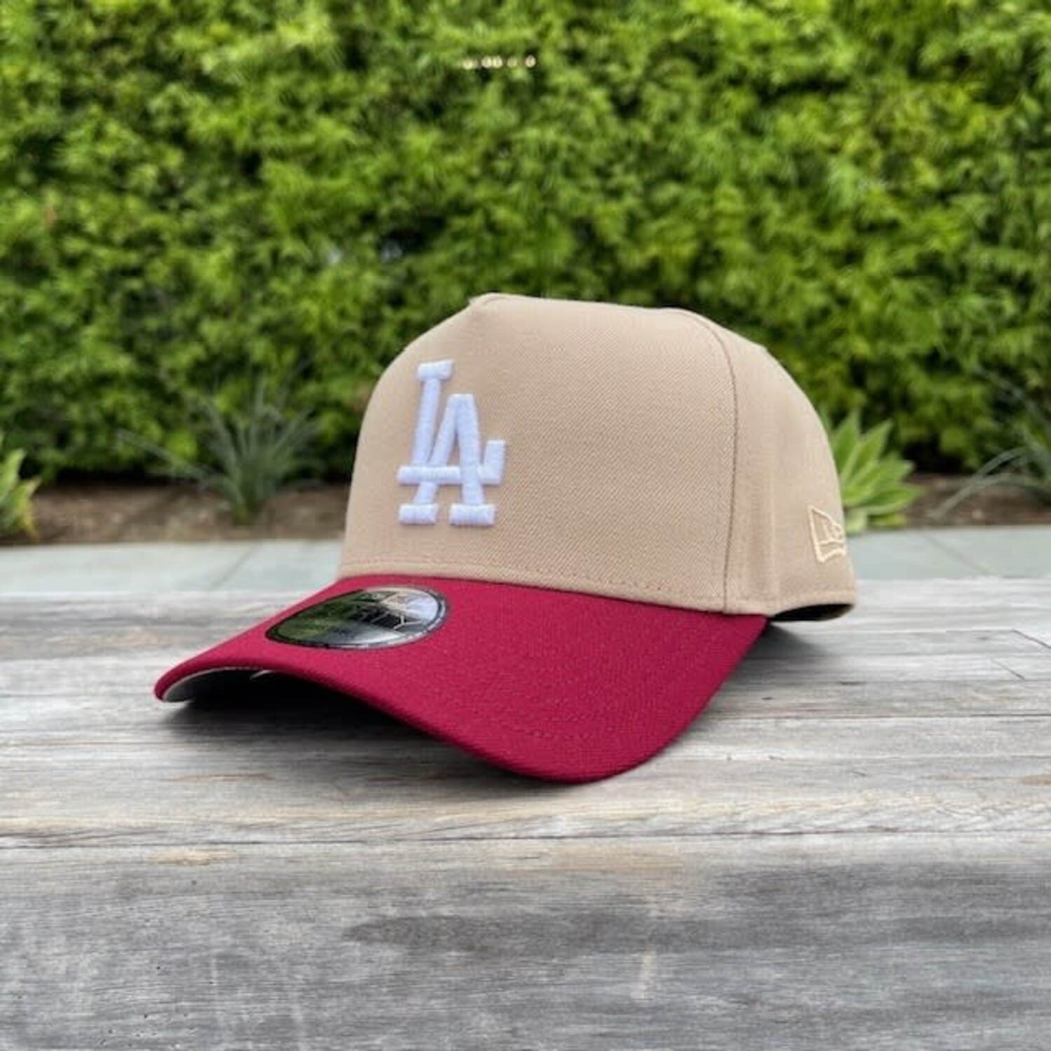 LA Khaki/Cardinal 940 A-Frame Snapback - The Locker Room of Downey