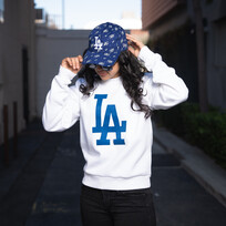 Antigua LA Dodgers Women's Primary Logo White Crew Sweater