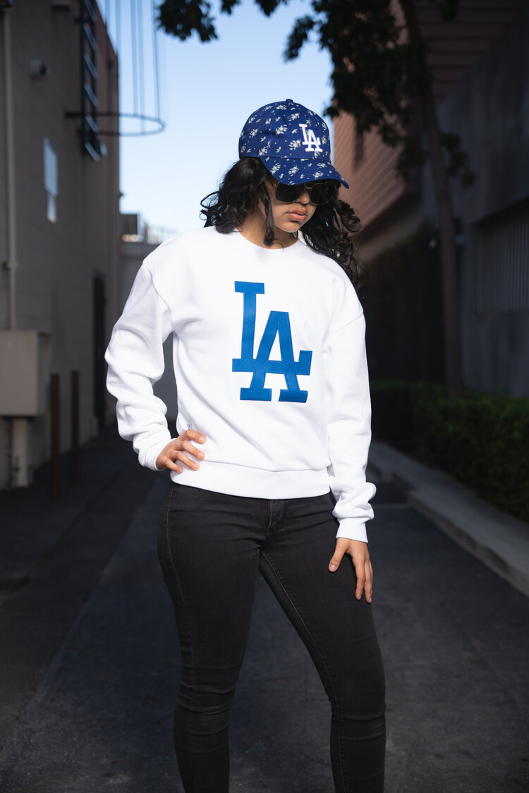 Antigua LA W White Crew Sweater