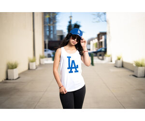 LA Dodgers Women's GIII Preseason White Tank Primary LA - The