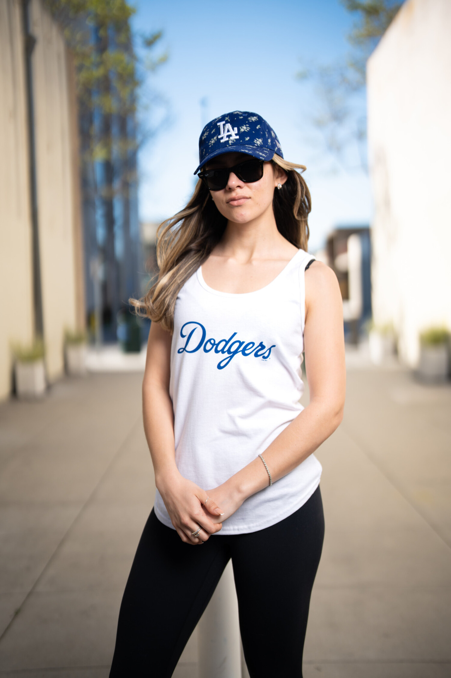 LA Dodgers Women's GIII Preseason White Tank Wordmark - The Locker