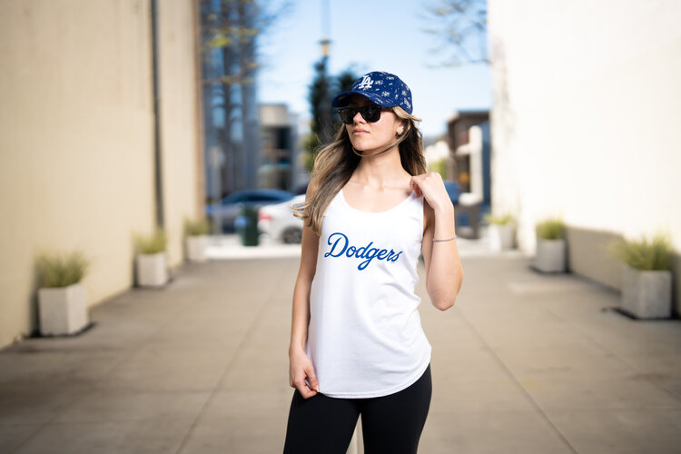 G-III LA Dodgers Women's GIII Preseason White Tank Wordmark