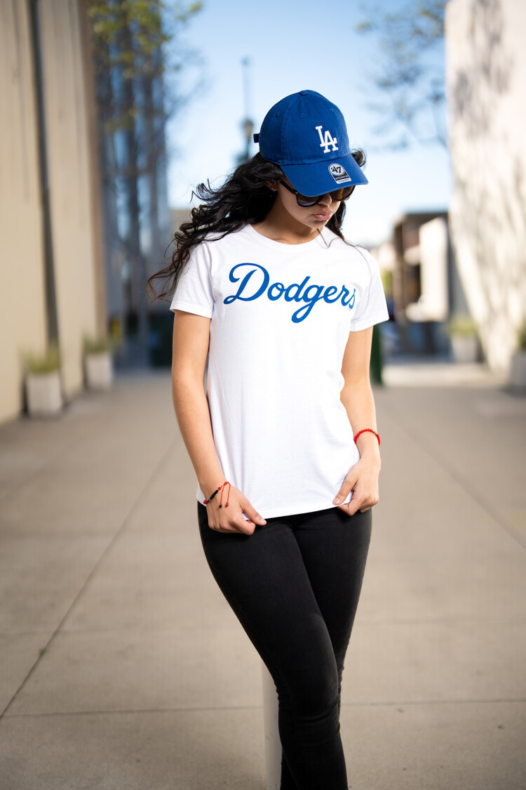 G-III LA Dodgers W GIII Endzone White Crew Wordmark