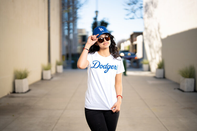 G-III LA Dodgers W GIII Endzone White Crew Wordmark