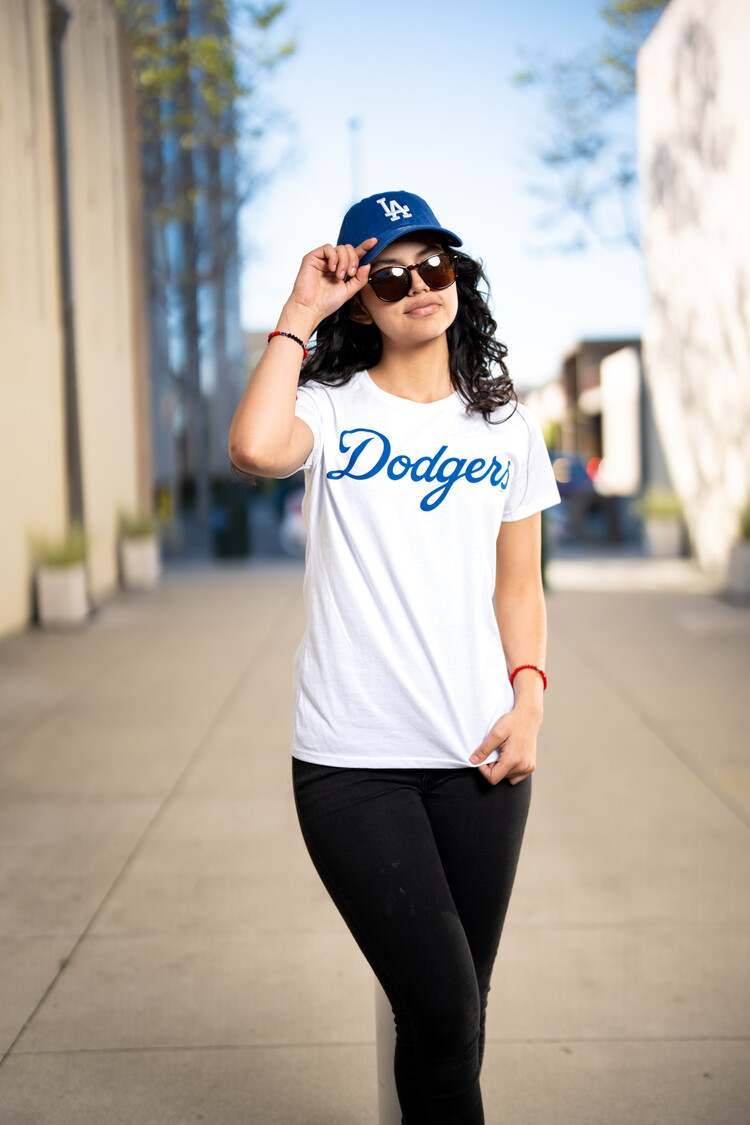 G-III LA Dodgers W GIII Endzone White Crew Wordmark