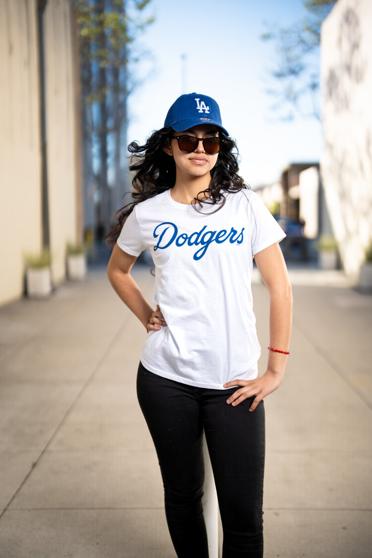 G-III LA Dodgers W GIII Endzone White Crew Wordmark