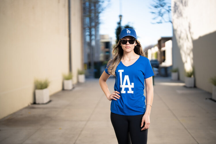 G-III LA Dodgers W GIII Alumni V-Neck Royal Primary LA