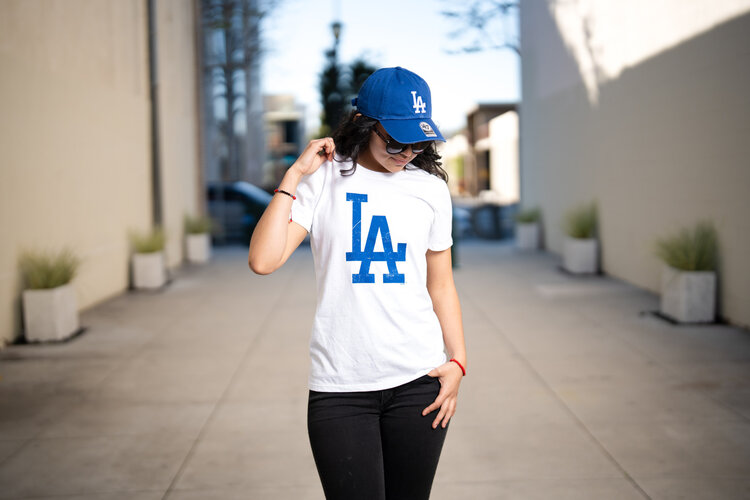G-III LA Dodgers W GIII Endzone White Crew Primary LA