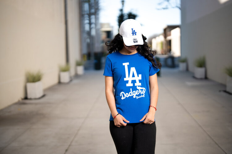 G-III LA Dodgers W GIII Endzone Royal Crew LA+Script