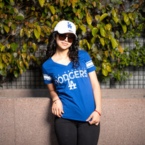 G-III LA Dodgers W GIII First Pick Royal V-Neck Block+LA