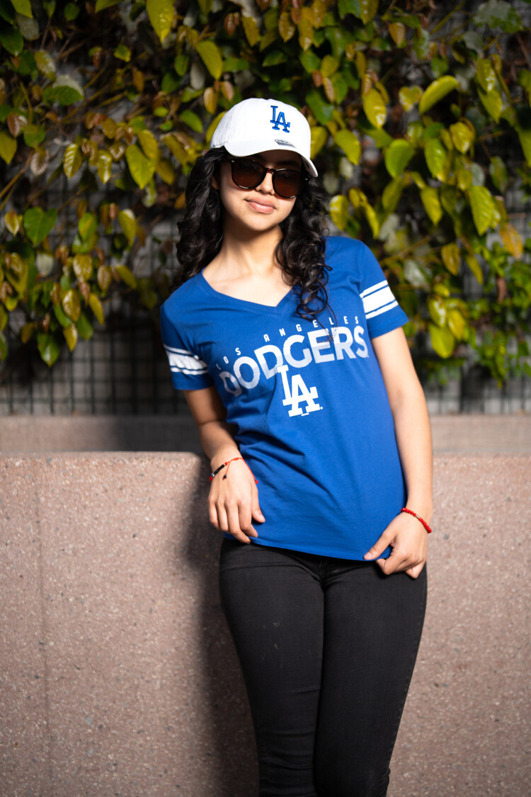 G-III LA Dodgers W GIII First Pick Royal V-Neck Block+LA