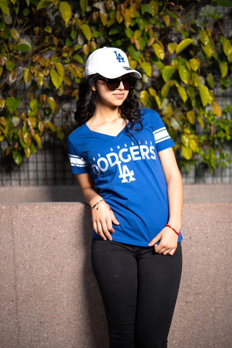 G-III LA Dodgers W GIII First Pick Royal V-Neck Block+LA