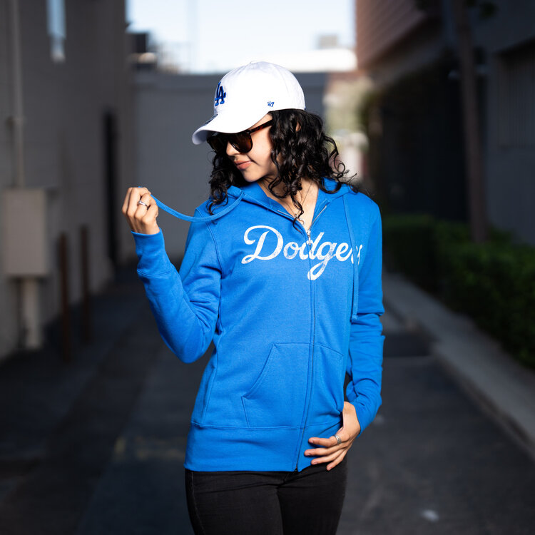 G-III Dodgers W Wild Cat F/Z Hoodie Royal Wordmark