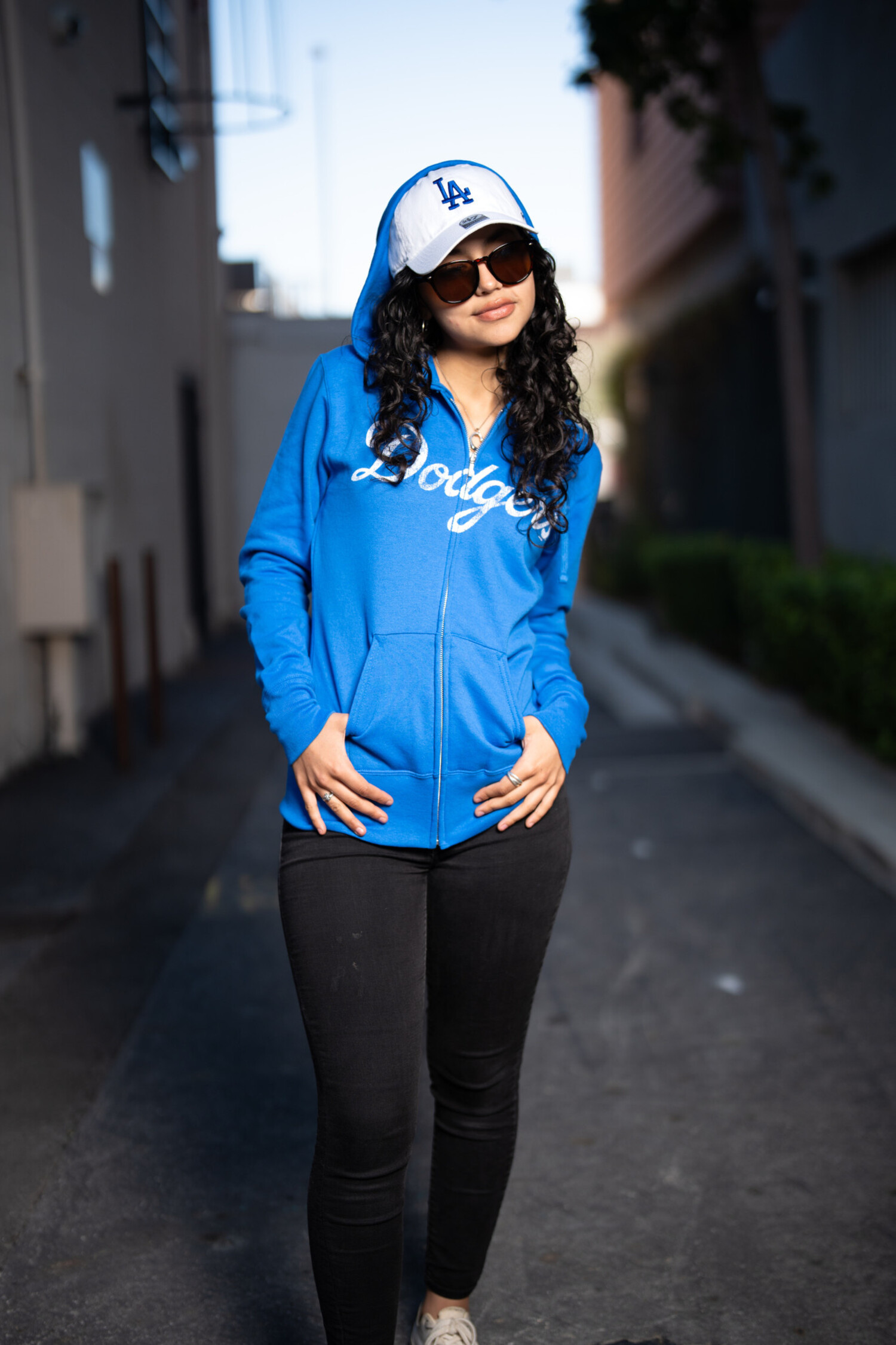 Dodgers W Wild Cat F/Z Hoodie Royal Wordmark - The Locker Room of