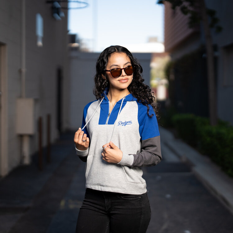 Antigua LA W Jackpot 1/4-Zip GR/BL Hood