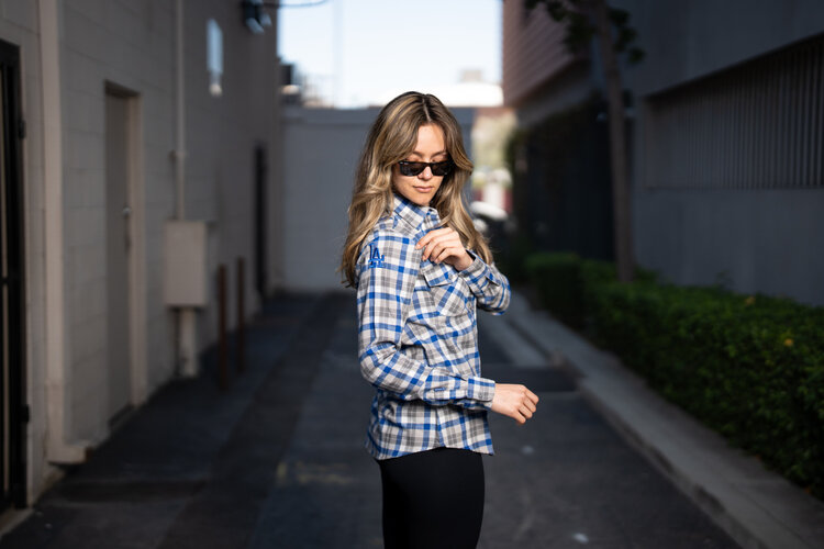 Antigua Dodgers W Ease Flannel L/S