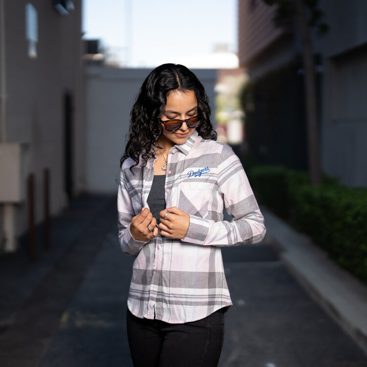 Antigua Dodgers W Pioneer Flannel L/S