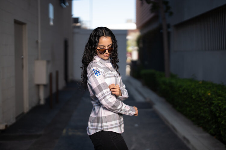 Antigua Dodgers W Pioneer Flannel L/S