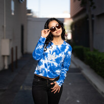 New Era LA Dodgers W NE Royal Tie Dye L/S Crop