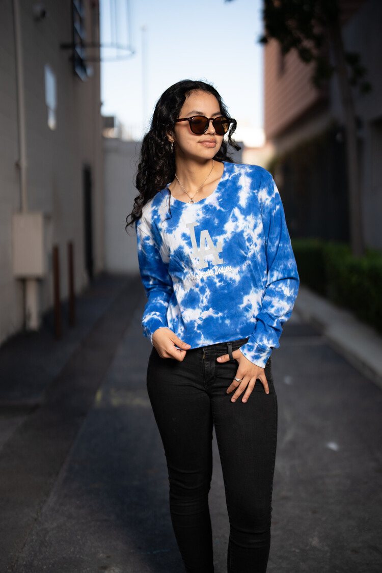 New Era LA Dodgers W NE Royal Tie Dye L/S Crop
