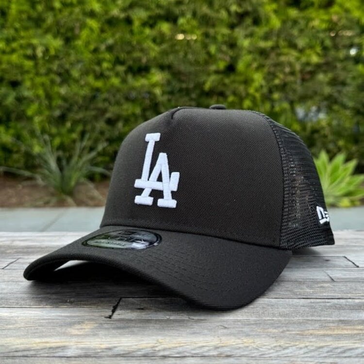 New Era LA Dodgers Black White Trucker Mesh 940 A-Frame