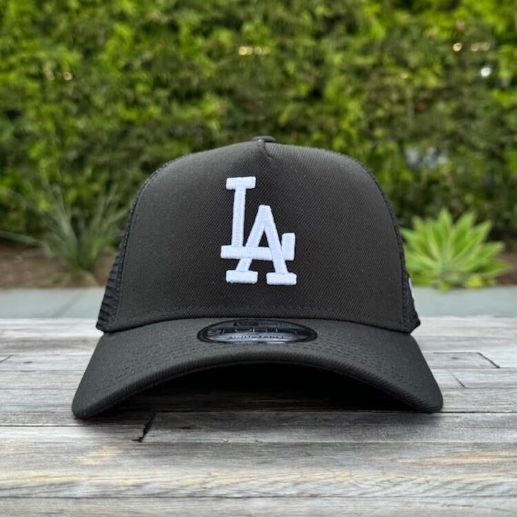 New Era LA Dodgers Black White Trucker Mesh 940 A-Frame