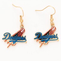 Wincraft LA Dodgers Gold Wordmark J-Hook Dangling Earrings
