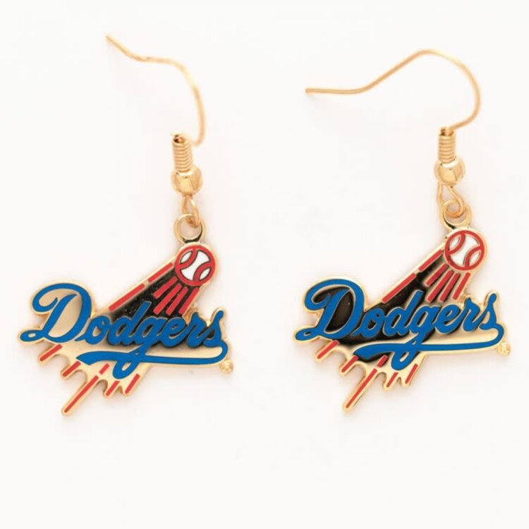 Wincraft LA Dodgers Gold Wordmark J-Hook Dangling Earrings