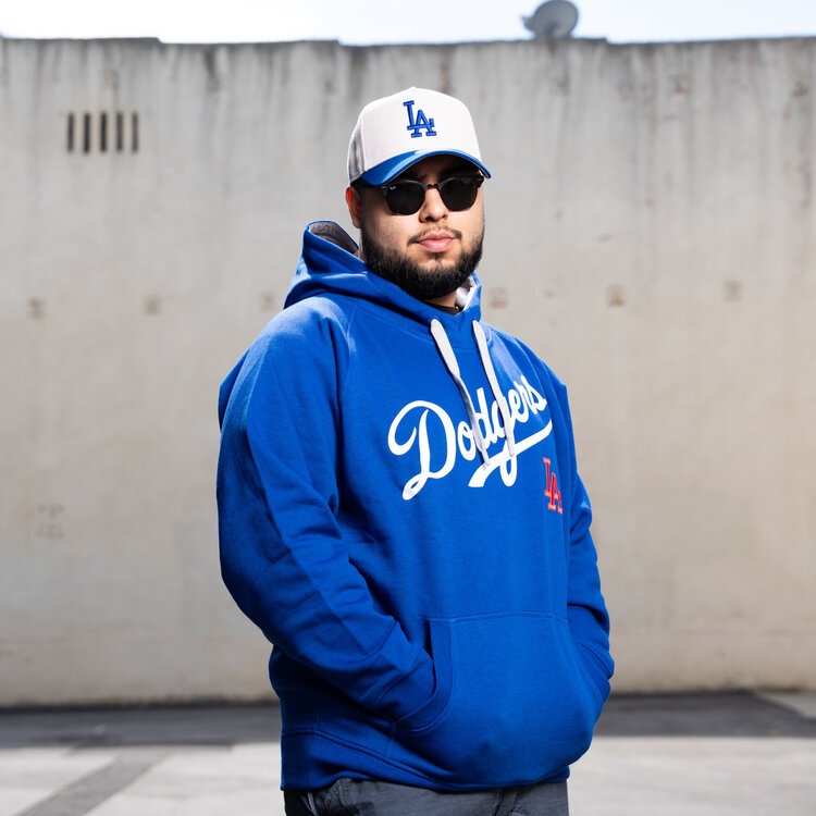 Antigua LA Dodgers Pullover Hoodie Royal w/Red LA